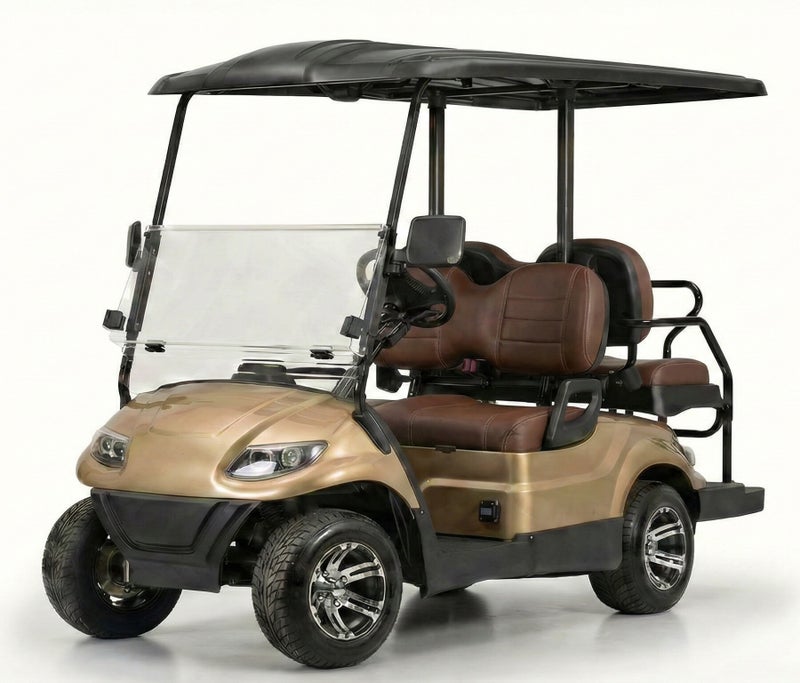 EPIC 2+2 Non-Lifted Electric Golf Cart with Lithium Battery 150Ah & Standard Tires | 4-Seater LSEV (Golden) - Image 1